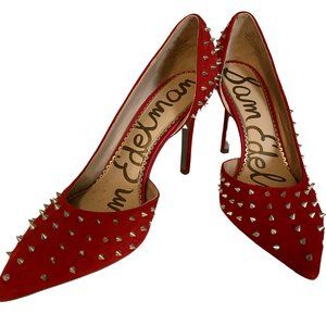 Suede Studded D'Orsay Heels